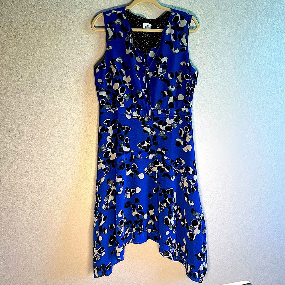 cAbi 5576 Untamed Electric Blue Floral Ruffle Dress - size M